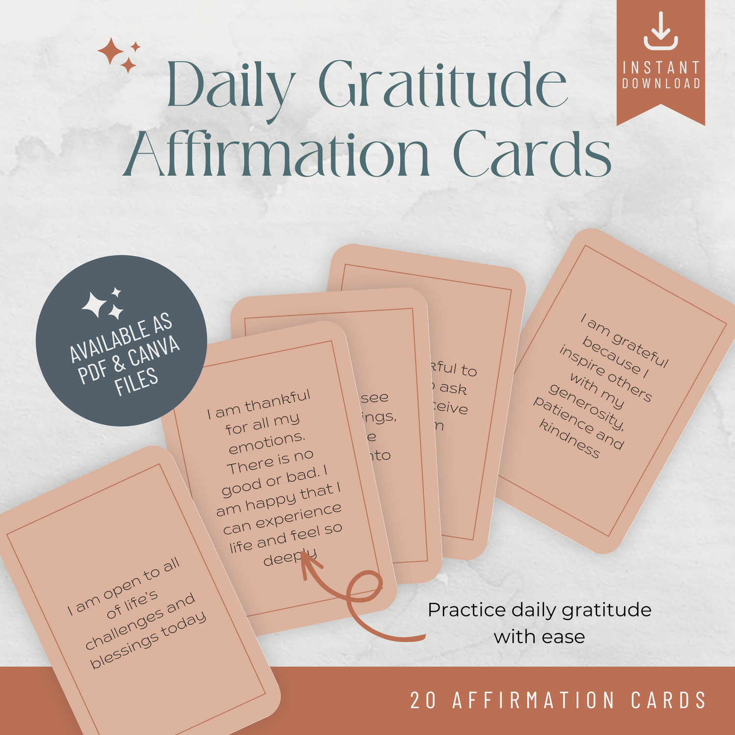 Minimal Affirmation Cards - Daily Gratitude (Emily)