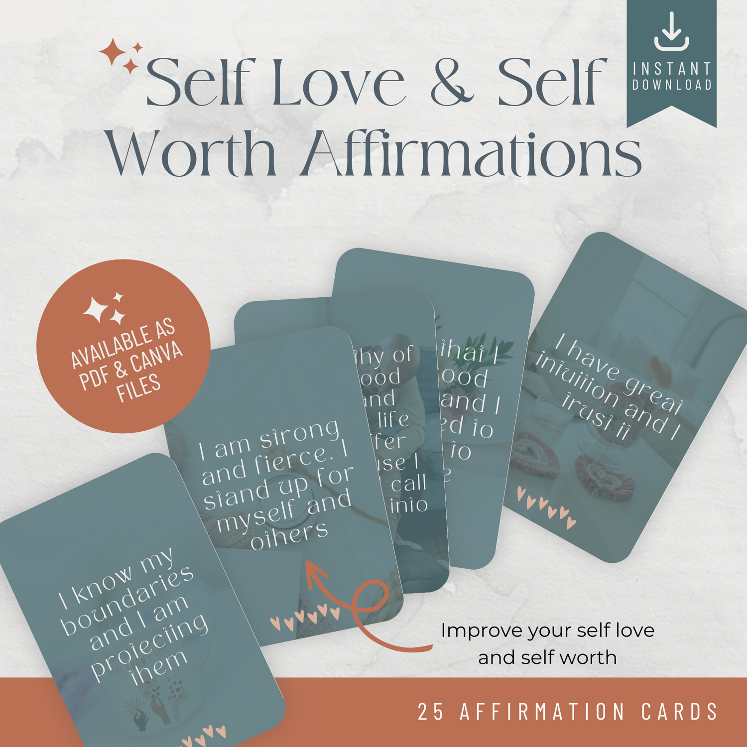 Printable Affirmation Cards - Self Love and Self Worth (Emily)