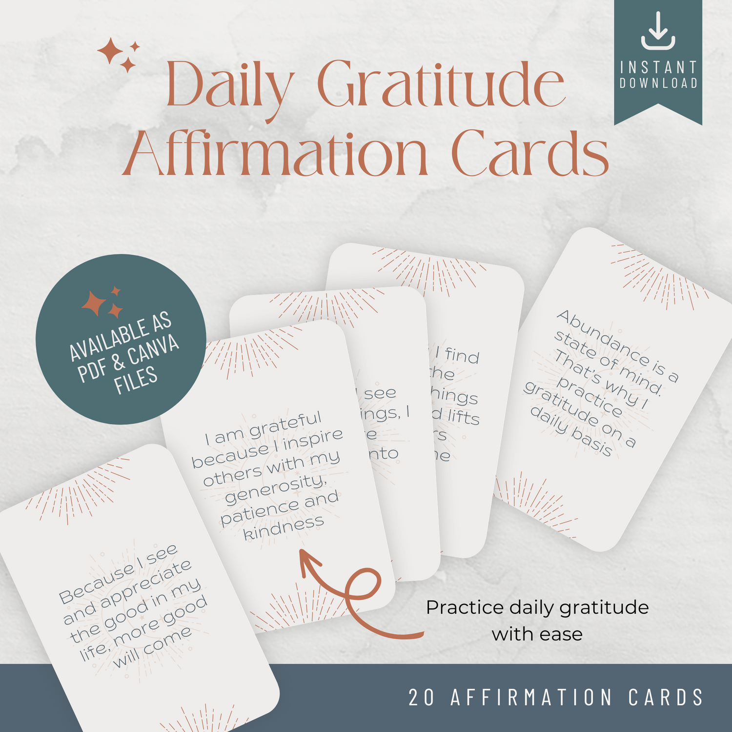 Printable Affirmation Cards - Daily Gratitude (Emily)