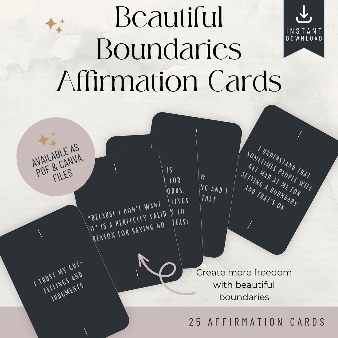 Minimal Affirmation Cards - Beautiful Boundaries (Amanda)