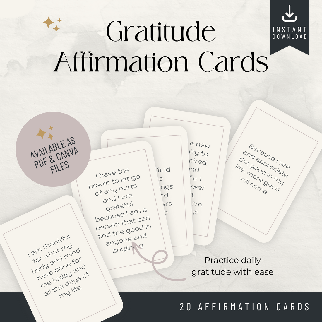 Minimal Affirmation Cards - Daily Gratitude (Amanda)