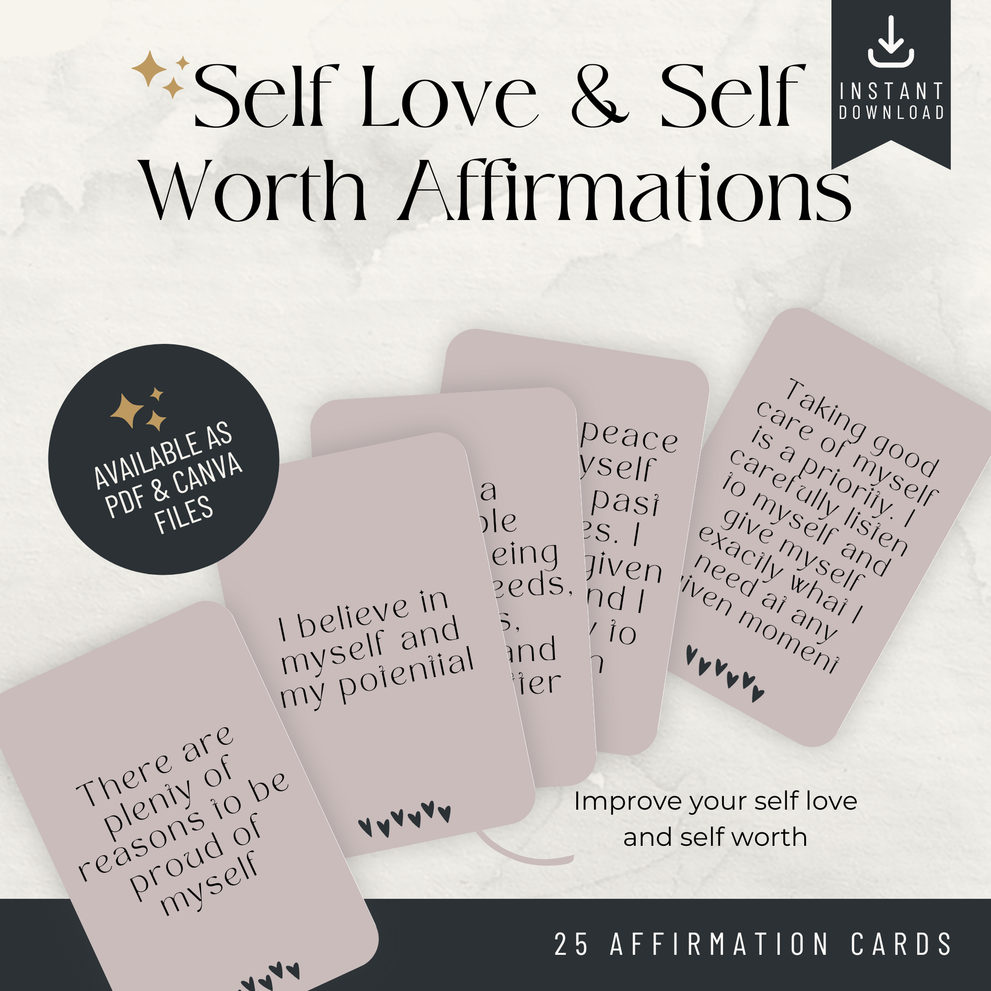 Minimal Affirmation Cards - Self Love and Self Worth (Amanda)