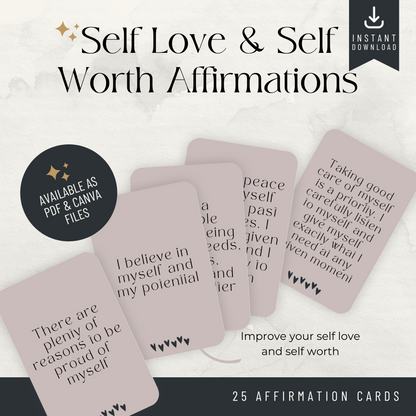 Minimal Affirmation Cards - Self Love and Self Worth (Amanda)