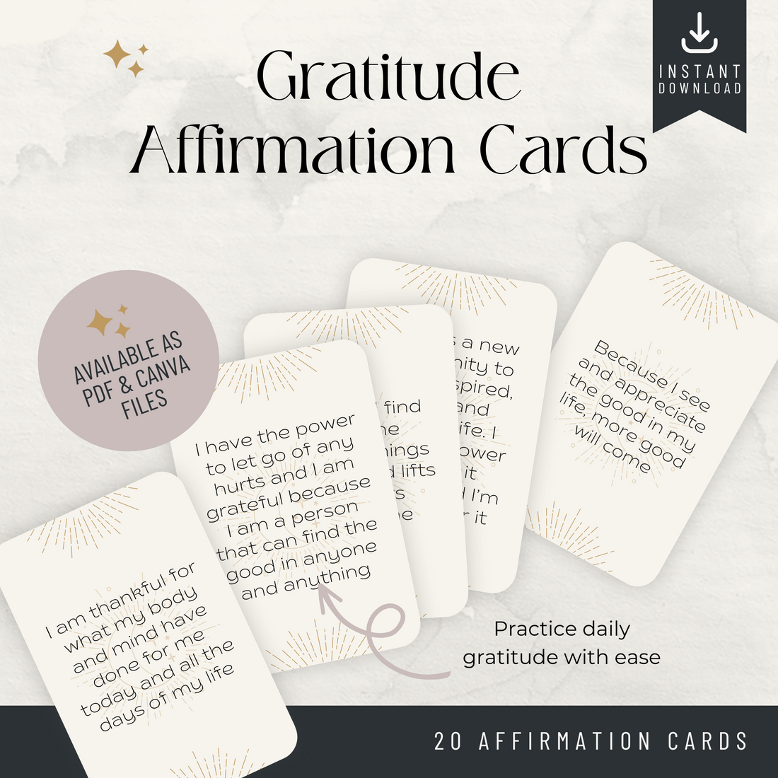 Printable Affirmation Cards - Daily Gratitude (Amanda)