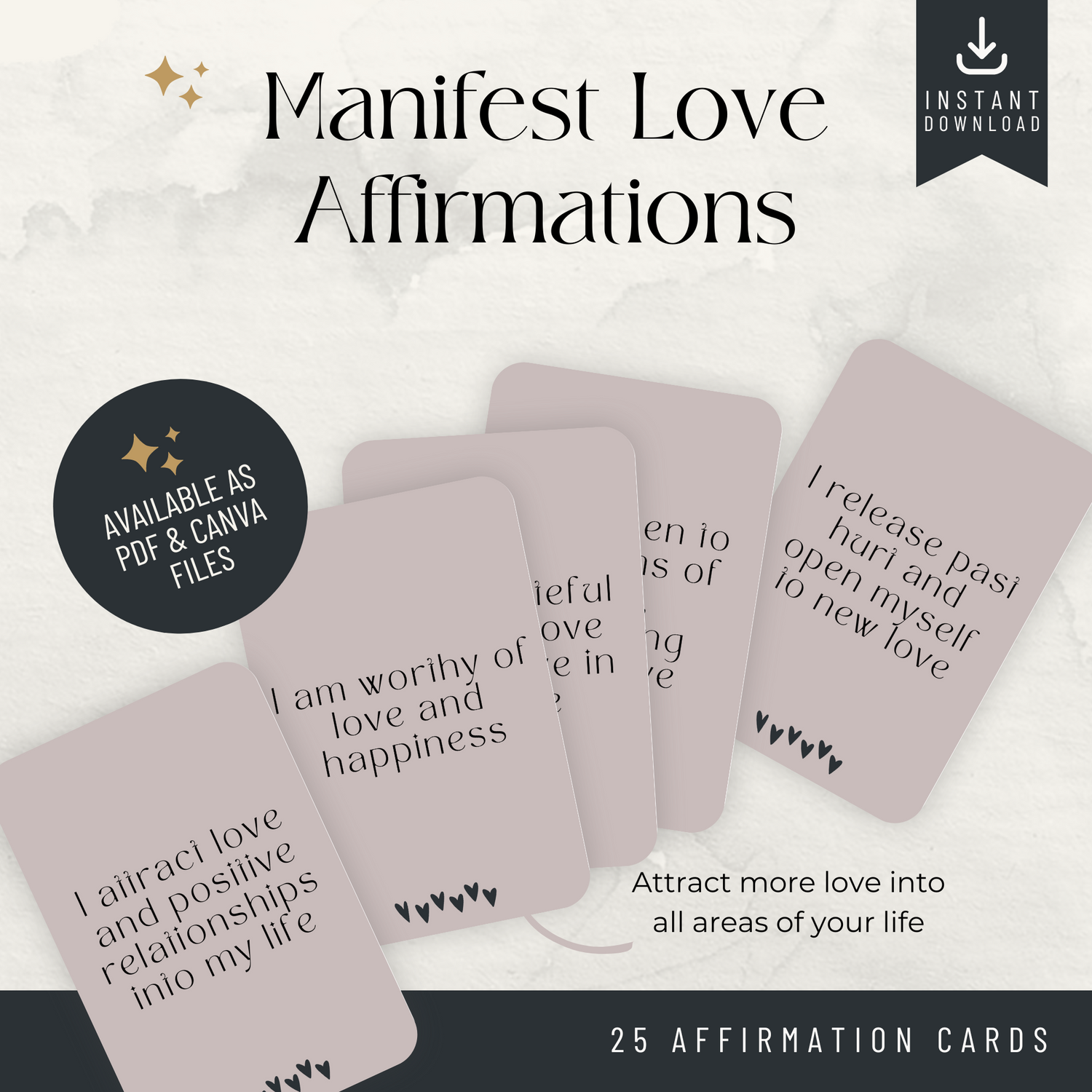 Minimal Affirmation Cards - Manifesting Love (Amanda)