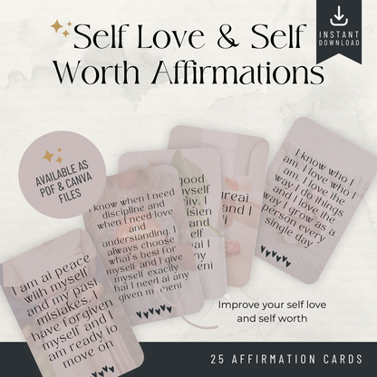 Printable Affirmation Cards - Self Love and Self Worth (Amanda)