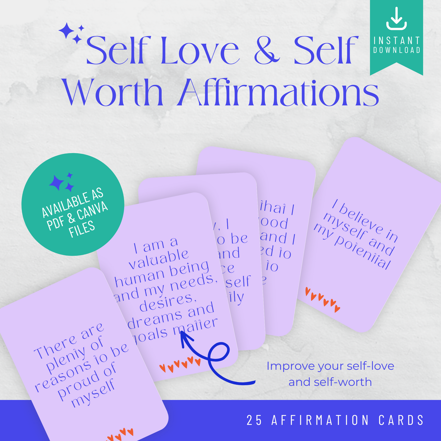 Minimal Affirmation Cards - Self Love and Self Worth (Ashley)