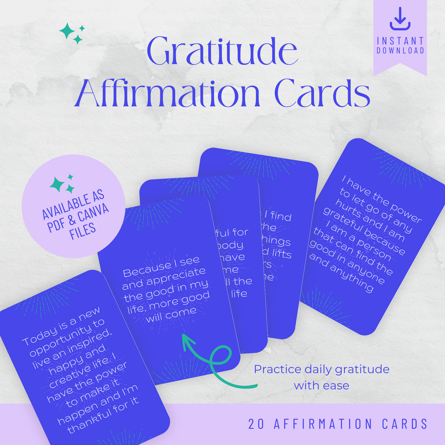 Printable Affirmation Cards - Daily Gratitude (Ashley)