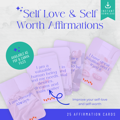 Printable Affirmation Cards - Self Love and Self Worth (Ashley)