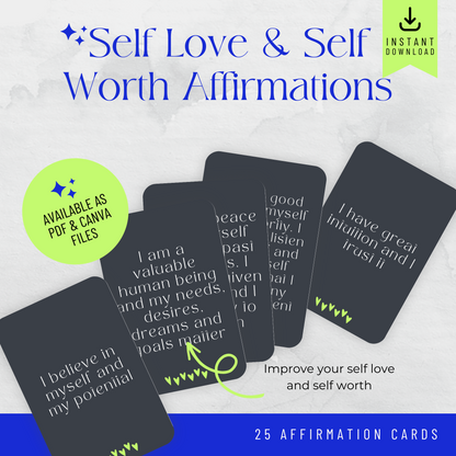 Minimal Affirmation Cards - Self Love and Self Worth (Ella)