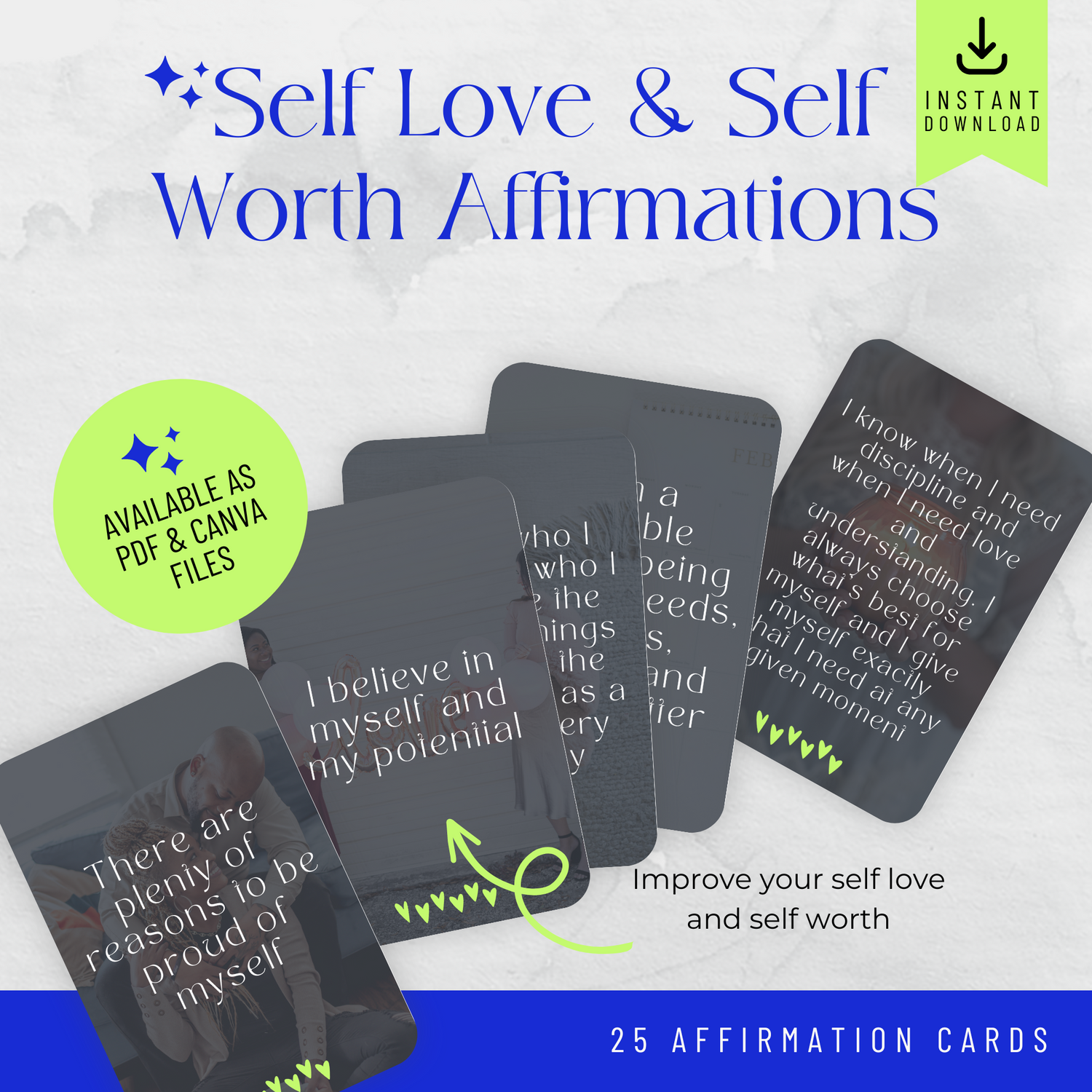 Printable Affirmation Cards - Self Love and Self Worth (Ella)