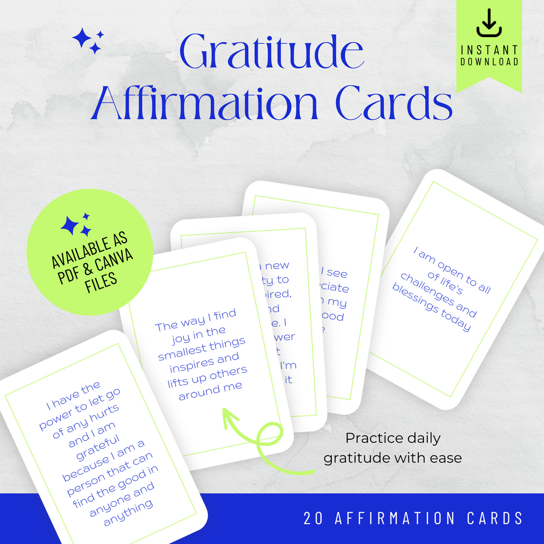 Minimal Affirmation Cards - Daily Gratitude (Ella)