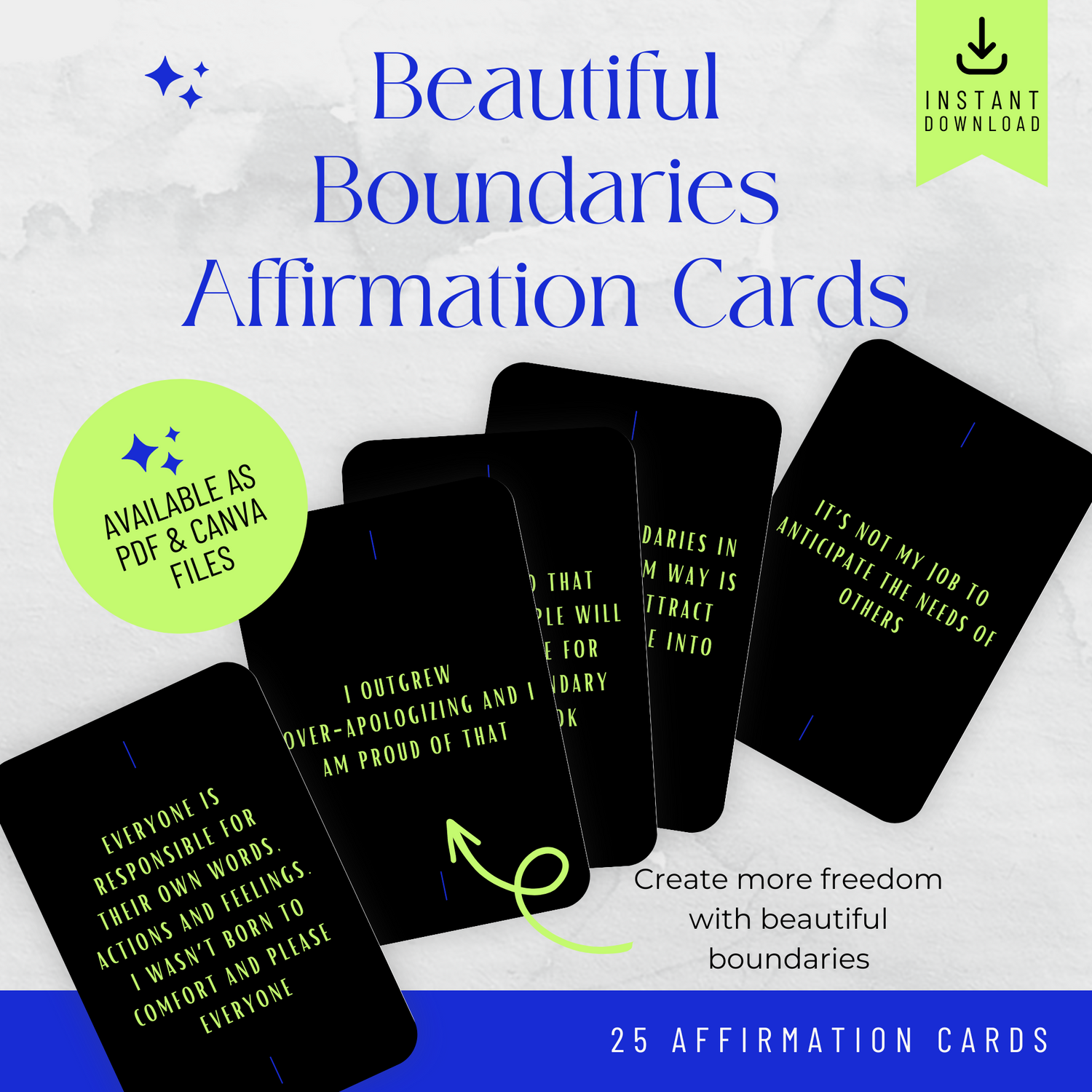 Minimal Affirmation Cards - Beautiful Boundaries (Ella)