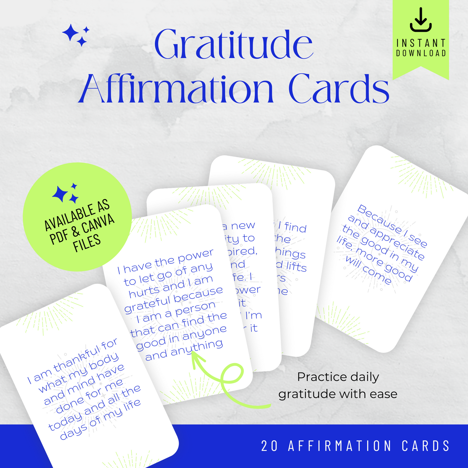 Printable Affirmation Cards - Daily Gratitude (Ella)