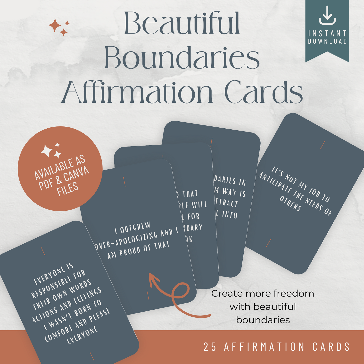 Minimal Affirmation Cards - Beautiful Boundaries (Emily)