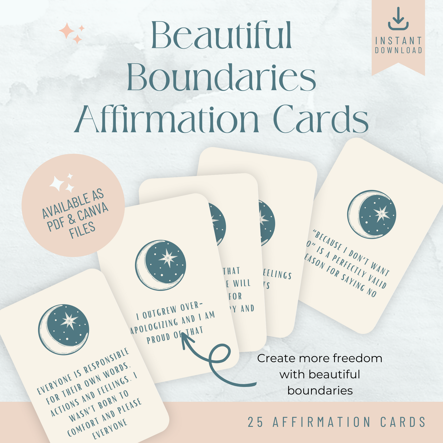 Printable Affirmation Cards - Beautiful Boundaries (Emma)